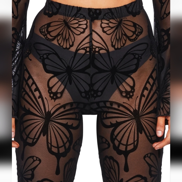 Dolls Kill Butterfly Utopia Mesh Flare Wrap Top & Pants - Picture 5 of 11